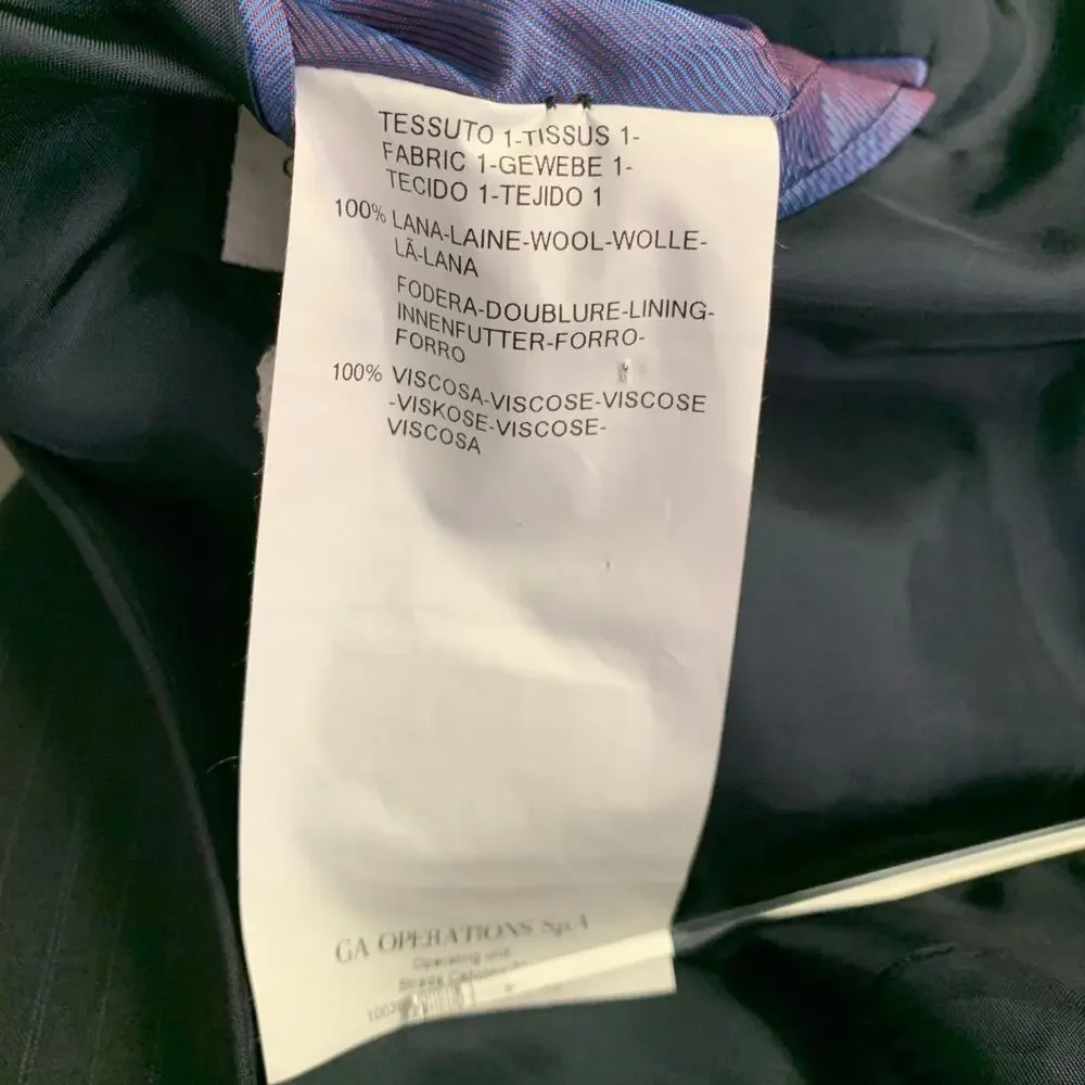 ARMANI COLLEZIONI Size 46 Navy Blue Stripe Wool Sport Coat